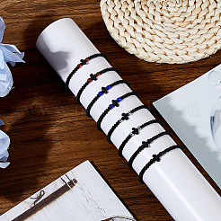 15шт 3-х цветные регулируемые браслеты из полиэстеровых плетеных бусин BJEW-DC0001-11