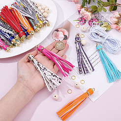 DIY-Sets zum Basteln von Schlüsselanhängern mit Quasten aus Kunstleder&nbsp;DIY-NB0013-60