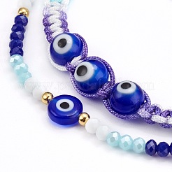 Регулируемые браслеты из плетеных бусин из полиэстера и эластичные браслеты&nbsp;BJEW-JB05980