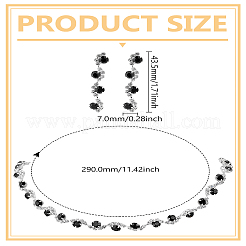 合金ラインストーンネックレス＆スタッドピアスセット  フラットラウンド  ジェット  43.5x7mm&nbsp;SJEW-LP0001-47B
