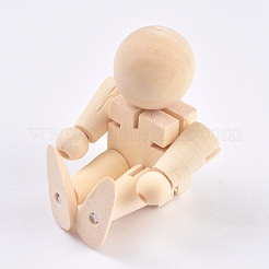 未完成の空白の木製ロボットおもちゃ  DIYの手塗りの工芸品のため  アンティークホワイト  78x45x26mm&nbsp;DIY-WH0163-77A