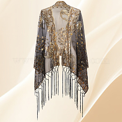 Съемная шаль из полиэстера с пайетками&nbsp;AJEW-WH20072-22