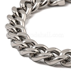 変色しない304ステンレススチール製キューバンリンクチェーンブレスレット  ステンレス鋼色  8-3/4インチ（22.3cm）&nbsp;NJEW-D050-02A-P