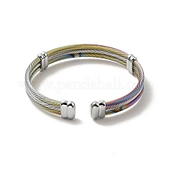 304ステンレススチール2層ツイストロープオープンカフバングル女性用  ミックスカラー  内径：5インチ（[2]cm）&nbsp;BJEW-P283-09M