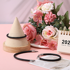 3шт. браслет из искусственной кожи с широким шнуром и застежкой-карабином из нержавеющей стали для мужчин и женщин BJEW-CA0001-10B