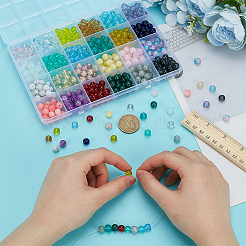 528 шт. 24 вида стеклянных бусин DGLA-FG0001-01