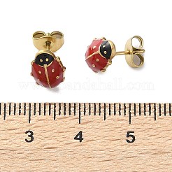 Серьги-гвоздики из нержавеющей стали 304 с эмалью&nbsp;EJEW-S259-01B-G