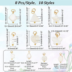 80шт 10 стиля подвески из натуральных пресноводных ракушек PALLOY-AB00156