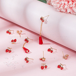 12 шт. фурнитура для сережек-гвоздиков с эмалью из латуни KK-BC0010-08