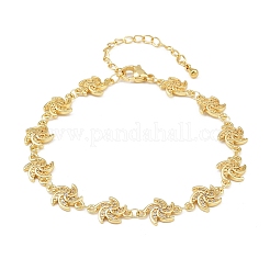 Браслеты-цепочки из латуни с микропаве из прозрачных кубических цирконий в форме ветряной мельницы для женщин&nbsp;BJEW-A090-04G