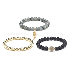 3 stücke 3 stil natürliche & synthetische gemischte edelstein runde perlen stretch-armbänder set&nbsp;BJEW-JB09023