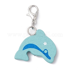 Подвесные украшения из натурального дерева в виде дельфина&nbsp;HJEW-JM03339