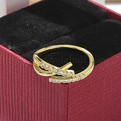 Кольца-манжеты в форме буквы Х из прозрачного кубического циркония RJEW-G337-09G