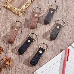 6 porte-clés rectangulaire en cuir de vachette bicolore&nbsp;KEYC-ME0001-19