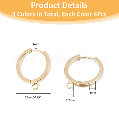 12 шт. 3 цвета 201 нержавеющая сталь серьги-кольца Huggie Hoop фурнитура&nbsp;FIND-DC0005-89