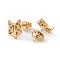 Серьги-гвоздики в форме головы лисы из нержавеющей стали 304 для женщин&nbsp;LS-EJEW-F286-03D-G