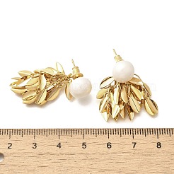 Серьги-гвоздики в форме листьев из латуни&nbsp;LS-EJEW-A121-11G