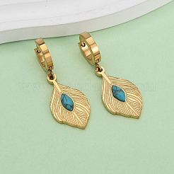 Серьги-кольца с перьями из нержавеющей стали 304&nbsp;EJEW-F393-16G