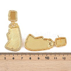 Серьги-гвоздики с прозрачным кубическим цирконием из латуни с микропаве&nbsp;KK-Z122-14G