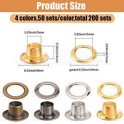 200 jeu de 4 œillets en fer de couleurs assorties&nbsp;SCRA-GF0001-10A-04