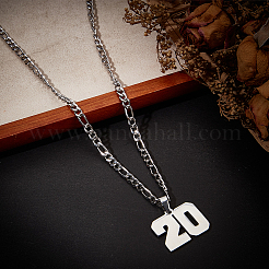 Collier avec pendentif en forme de chaîne Figaro en acier inoxydable 304&nbsp;NJEW-BBC0001-28A-P