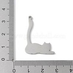 304ステンレスペンダント  猫の形のチャーム  ステンレス鋼色  29.5x21.5x1.5mm  穴：1.5mm&nbsp;STAS-E501-11P