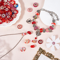 90 шт. 15 стиля красных прозрачных смоляных европейских бусин&nbsp;RPDL-SP0001-06