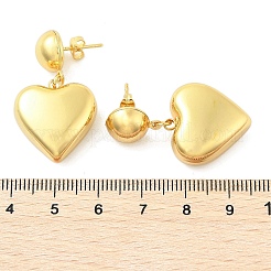 ハート 304 ステンレススチール ダングル スタッド イヤリング  ゴールドカラー  35x19mm&nbsp;EJEW-A125-52G