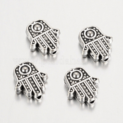 Tibetanische Artlegierung hamsa Hand / Hand von Fatima / Hand von miriam Perlen&nbsp;X-TIBEB-7722-AS-RS