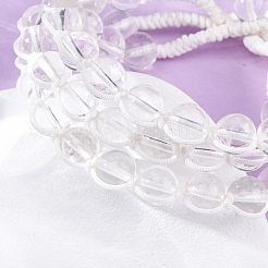 Браслеты из натуральных круглых бусин из кварца для мужчин и женщин BJEW-G743-02C