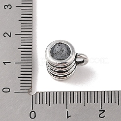 チベットスタイルの合金チューブベイル  カドミウムフリー＆鉛フリー  コラム  アンティークシルバー  12.5x9.5x9mm  穴：2mm&nbsp;TIBE-Q090-52AS