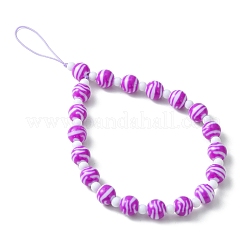 Круглые мобильные ремешки из акрила с бусинами HJEW-JM01249