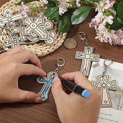 36 Stück 12 Stile unfertiger Holzkreuz-Schlüsselanhänger&nbsp;DIY-GL0006-34