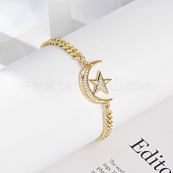 Браслеты с подвесками из латуни с прозрачным кубическим цирконием&nbsp;BJEW-M050-01G-01