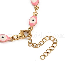 Браслет-цепочка с эмалированными звеньями из нержавеющей стали 201 от сглаза RG3833-3