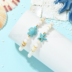 Set aus elastischen Armbändern mit Perlen aus natürlichem&nbsp;BJEW-JB13760-01