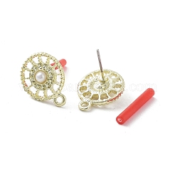 Alliage doré plaqué en crémaillère avec boucles d'oreilles en perles ABS&nbsp;EJEW-B036-03G-09