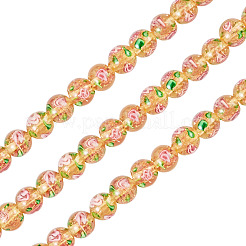 1 нить бусины ручной работы из песочного золота в технике лэмпворк&nbsp;LAMP-TA0002-09D