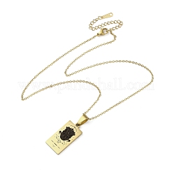304ステンレススチール製ブラックエナメル長方形星座ペンダントネックレス  ゴールドカラー  双子座  15.75~17.72インチ（40~45cm）&nbsp;NJEW-I128-01E