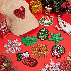 Weihnachtsthema computergesteuerte Stickerei Polyester zum Aufbügeln/Nähen auf Patches&nbsp;DIY-PH0023-25