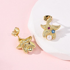 Латунные микро проложить серьги стержня кубического циркония EJEW-K267-28G