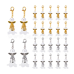 60 шт. 2-цветный ангел из АБС-пластика с имитацией жемчуга и акриловыми подвесками HJEW-PH02078