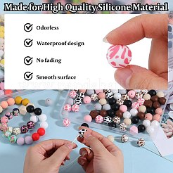 89 ensemble de perles en silicone imprimées à motifs colorés&nbsp;SIL-SZ0002-54B