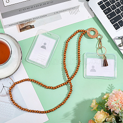 1 шт. ремешок для визитной карточки с круглыми деревянными бусинами&nbsp;AJEW-CP0010-23A