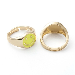 Anillos de dedo de latón esmaltados ajustables&nbsp;RJEW-Z006-E-01