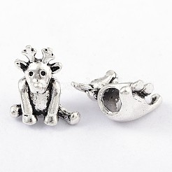 Тибетский стиль сплава рождественский северный олень / олень европейский бисер TIBEB-8009-AS-NR