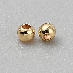真鍮 DIY ビーズ  ラウンド  ゴールドカラー  2mm  穴：1mm&nbsp;FIND-WH0433-24A-G