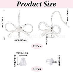 28шт. латунный крючок для сережек в форме банта DIY-SP0001-06P