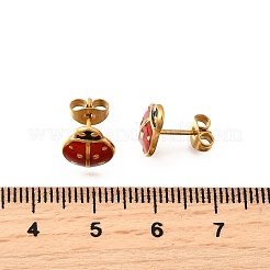 Серьги-гвоздики из нержавеющей стали 304 в виде божьей коровки для женщин&nbsp;EJEW-K243-15G