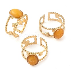 Овальные перстни из натурального агата RJEW-Z057-11G-06